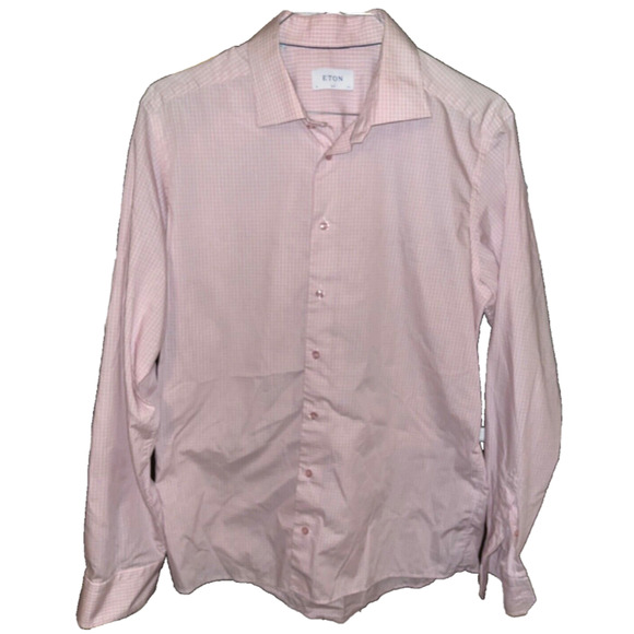 ETON Slim Button Down Dress Shirt Spread Collar Check/Plaid 17.5 44 - Picture 6 of 7